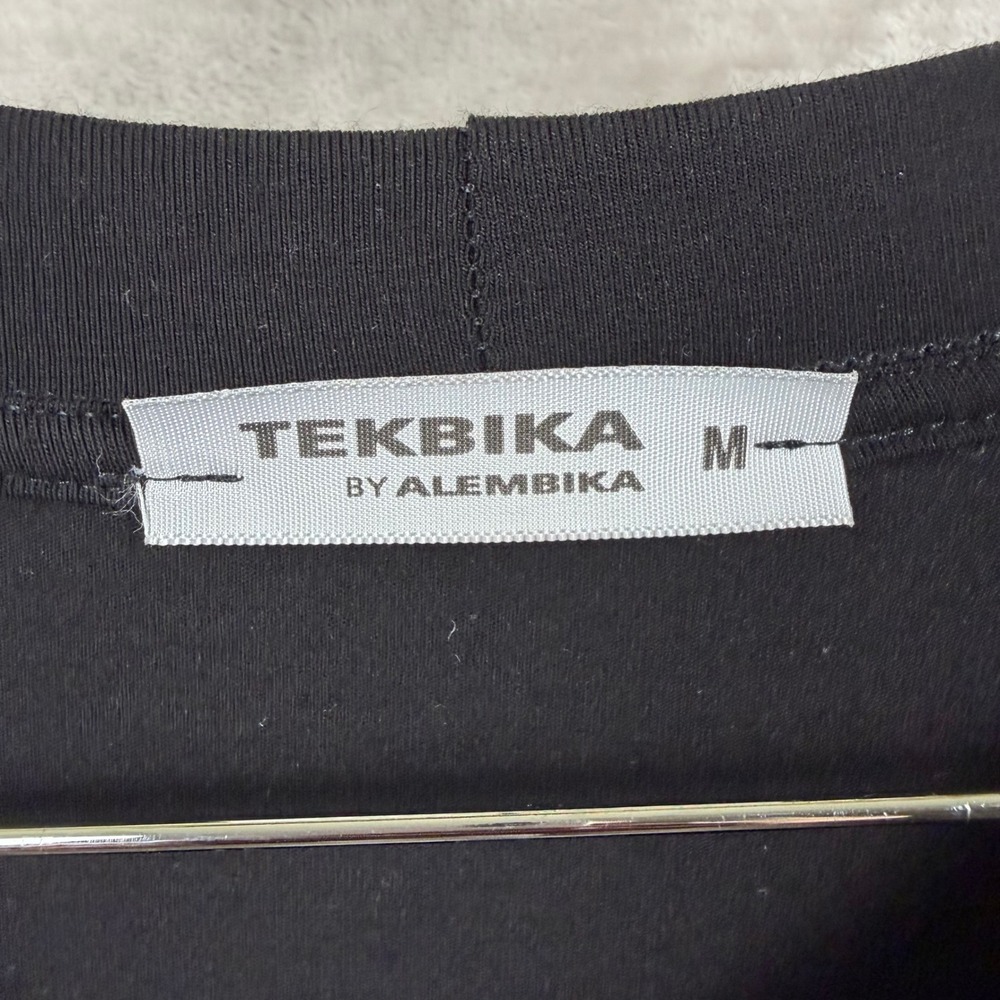 Tekbika by Alembika Top Dunes Size M Womens Black Boxy Striped Hem Art To Wear - Picture 3 of 12
